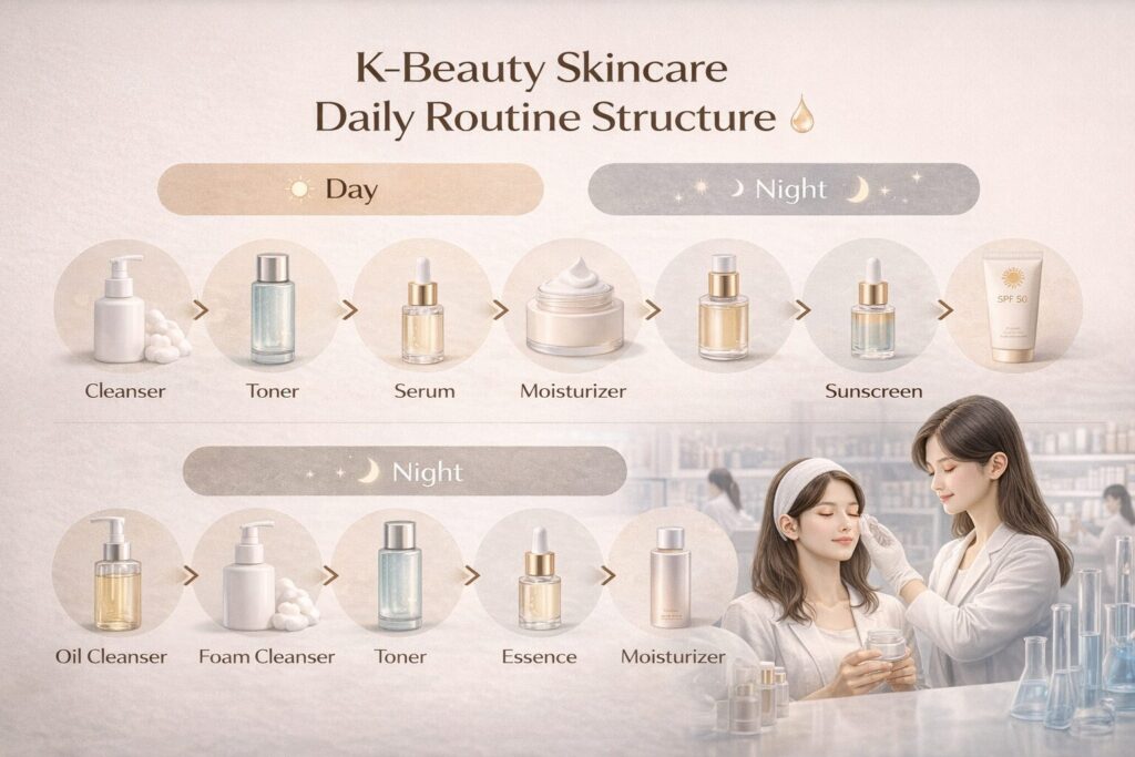 k-beauty skincare daily routine structure